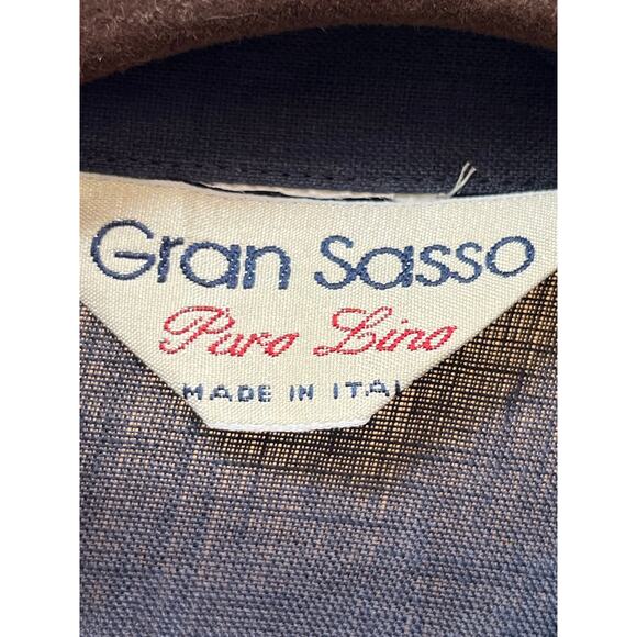 Gran Sasso Mens Size Sm Blue 100% Linen Button Up Long Sleeve Shirt Comfort - Picture 3 of 5